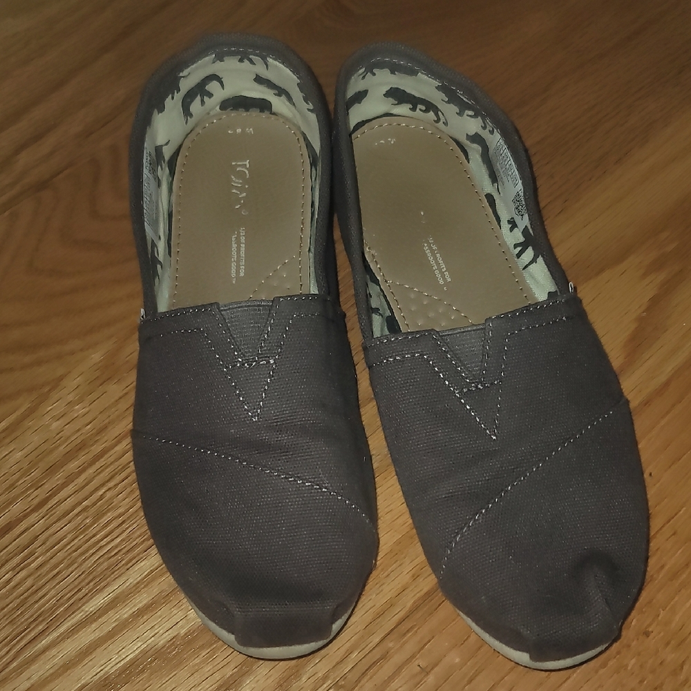 TOMS Charcoal Canvas Slip-Ons